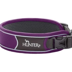 Hunter Halsbånd Divo M Violet/Grå - justerbart hundehalsbånd (35-45 cm, B 4,5 cm)