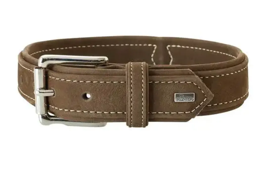 Hunter Hunting halsbånd str.50 Brun - justerbart hundehalsbånd (37 - 43 cm., B 2,8 cm.)