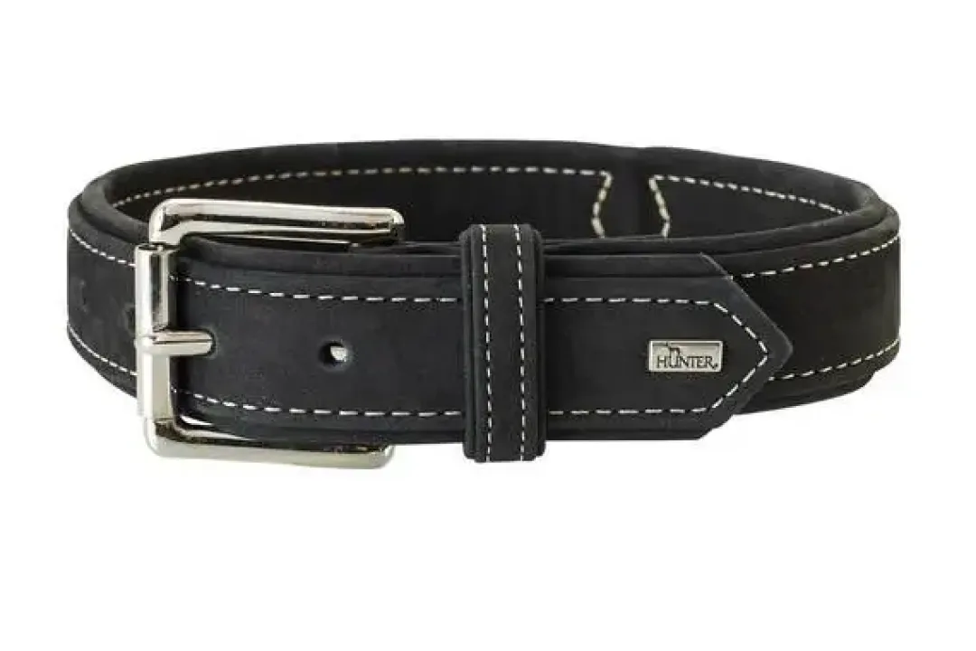 Hunter Hunting halsbånd str.60 Sort - justerbart hundehalsbånd (46 - 52 cm., B 3,5 cm.)