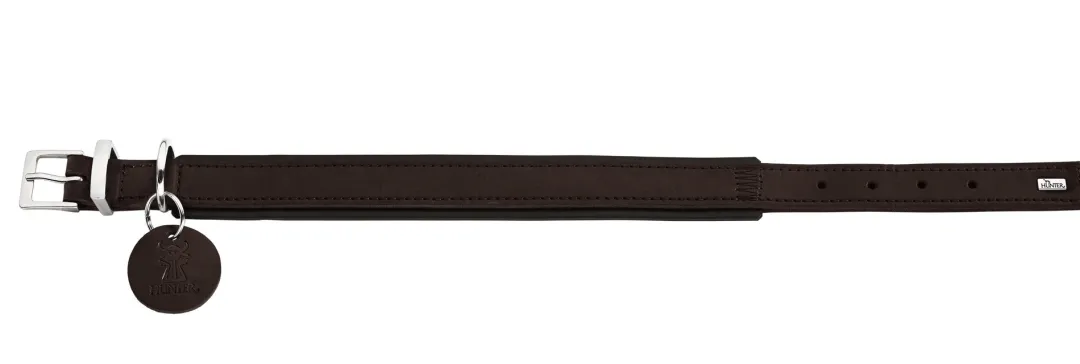 Hunter Larvik Comfort 50 Mørkebrun Hundehalsbånd - justerbart hundehalsbånd (35 - 42 cm, B
