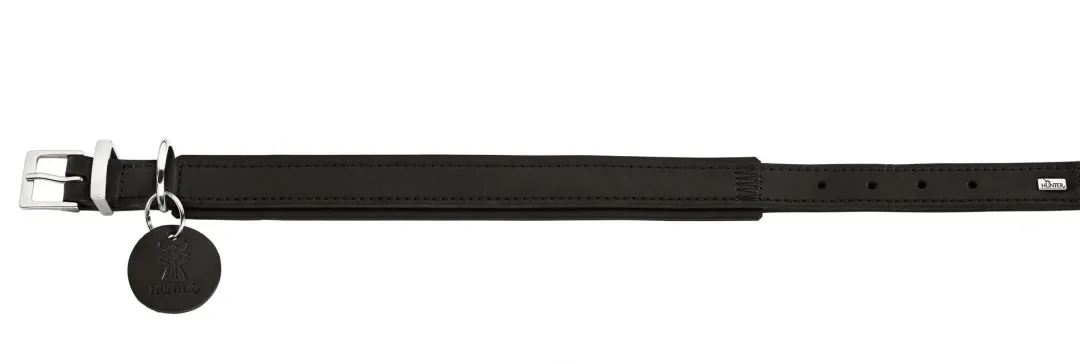 Hunter Larvik Comfort 40 Sort Hundehalsbånd - justerbart hundehalsbånd (28 - 34 cm, B 2,2