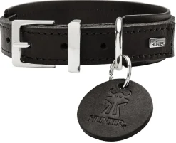 Hunter Larvik Comfort 50 Sort Hundehalsbånd - justerbart hundehalsbånd (35 - 42 cm, B 2,8