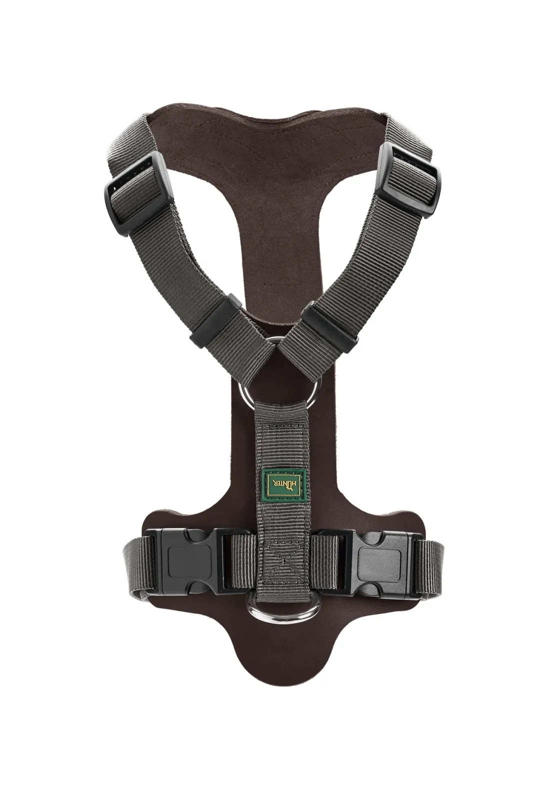 Hunter Mixed Aalborg læder hundesele S mørkebrun/grå hals 50-66 cm - komfort og støtte