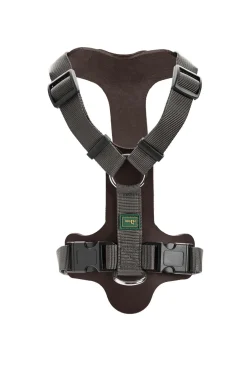 Hunter Mixed Aalborg læder hundesele M-L mørkebrun/grå hals 61-85 cm - komfort og kvalitet