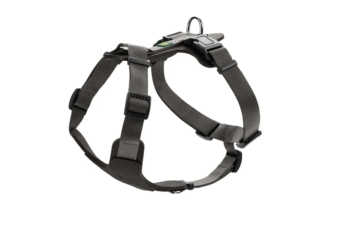 Hunter Mixed Aalborg læder hundesele XS-S sort/grå hals 40-50 cm - komfort og stabil pasform