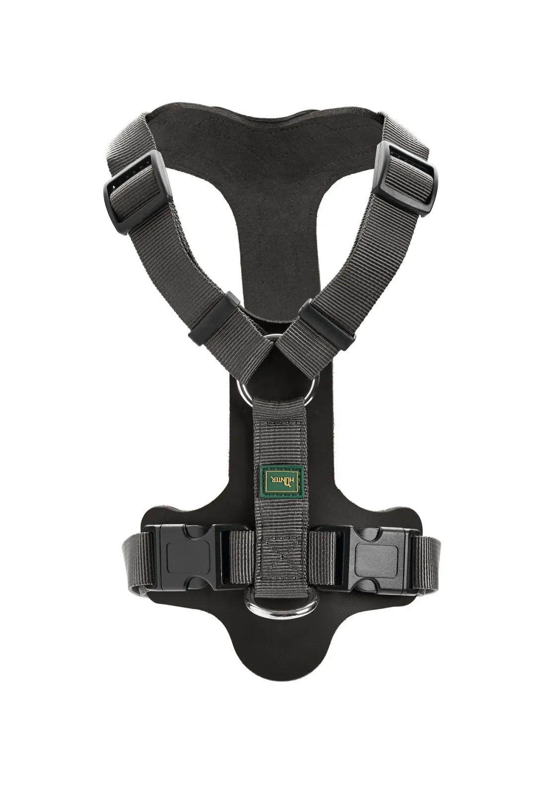 Hunter Mixed Aalborg læder hundesele XS-S sort/grå hals 40-50 cm - komfort og stabil pasform