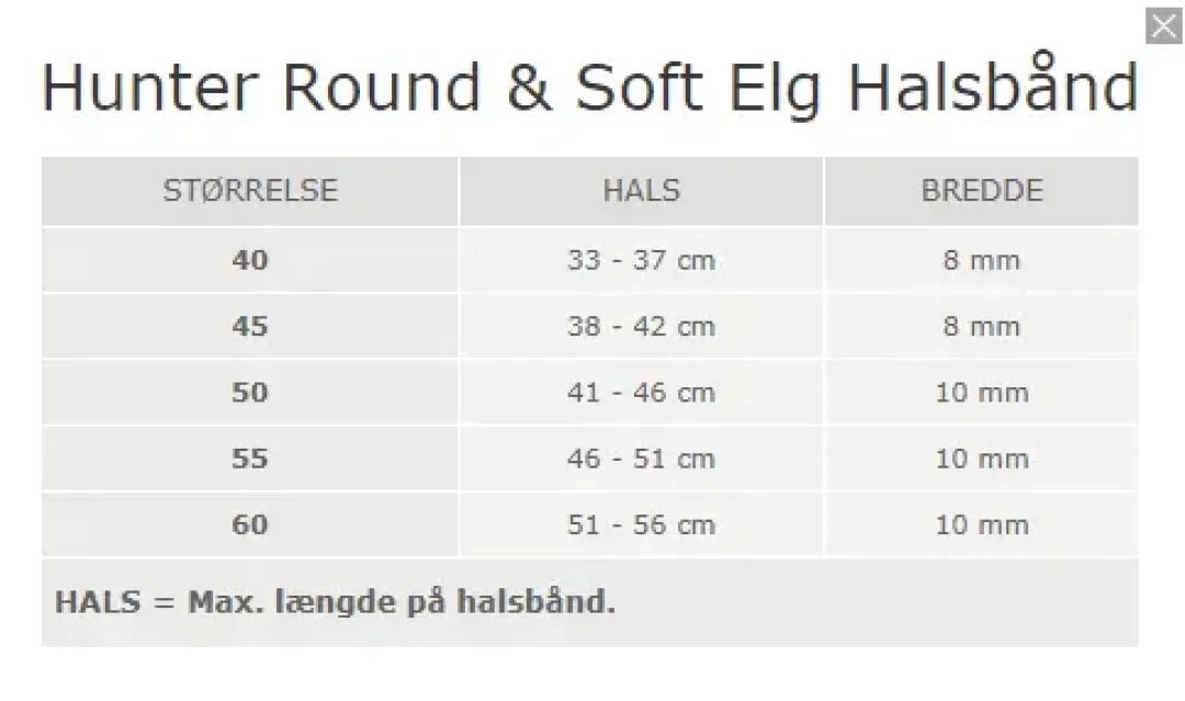Hunter rundsyet elghalsbånd sort 60 cm - justering 51-56 cm komfort til store hunde