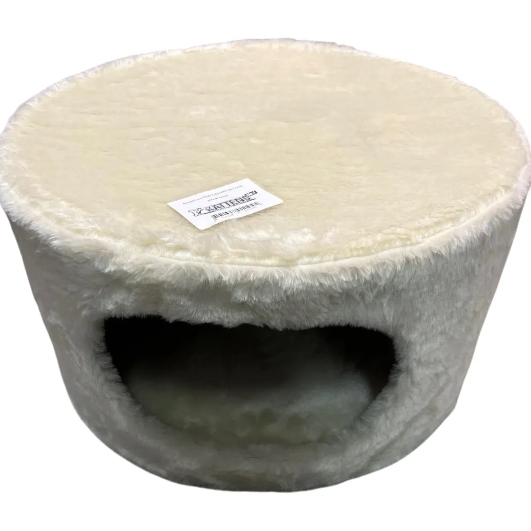 Kattens No. 1 Kattens no 1 Rund hule med plys i beige Ø 50 cm med stor indgang