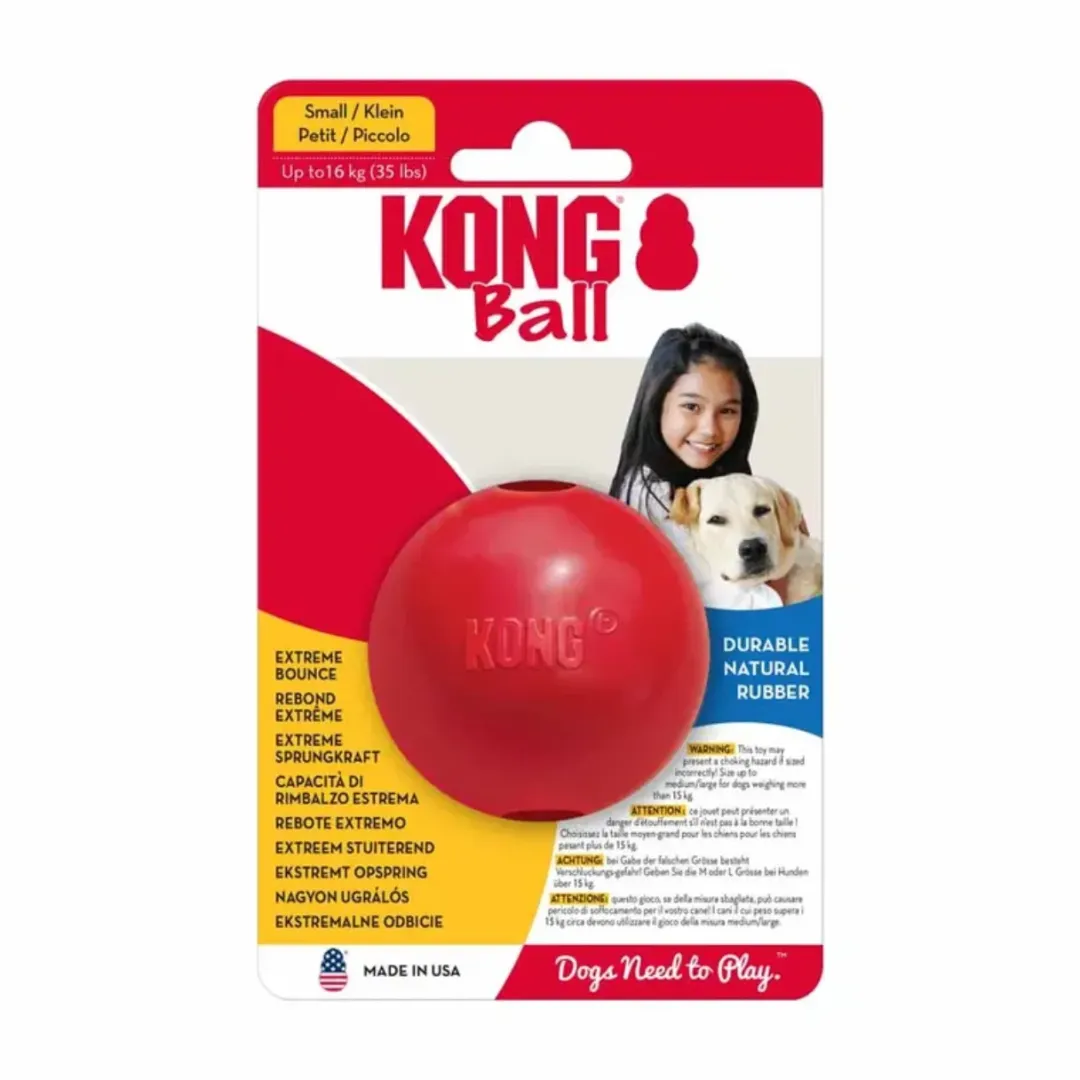 Kong Classic bold med hul rød S Ø6,5 cm
