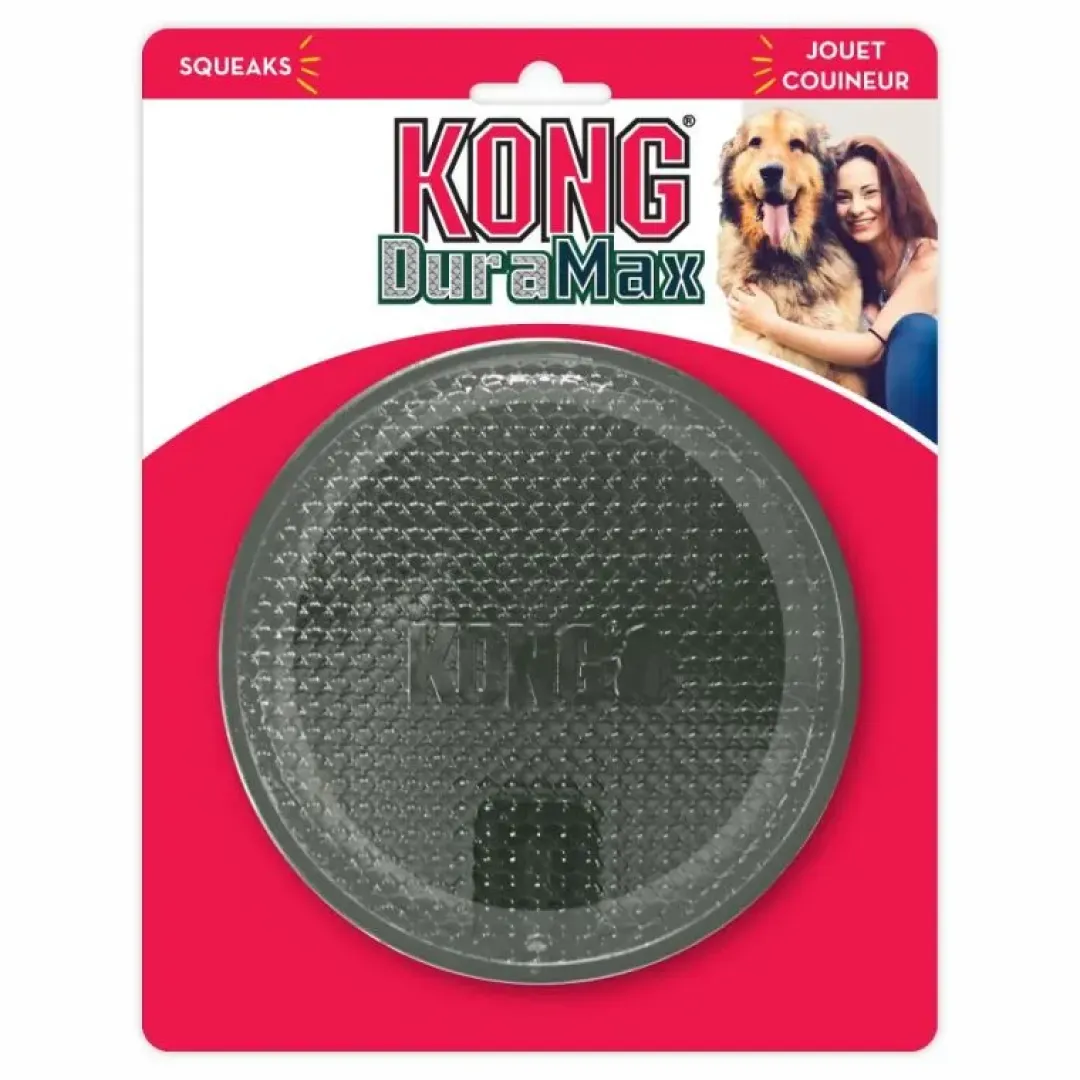 Kong Duramax Puck Grå L 14 cm - slidstærkt hundelegetøj til tyggeglade hunde
