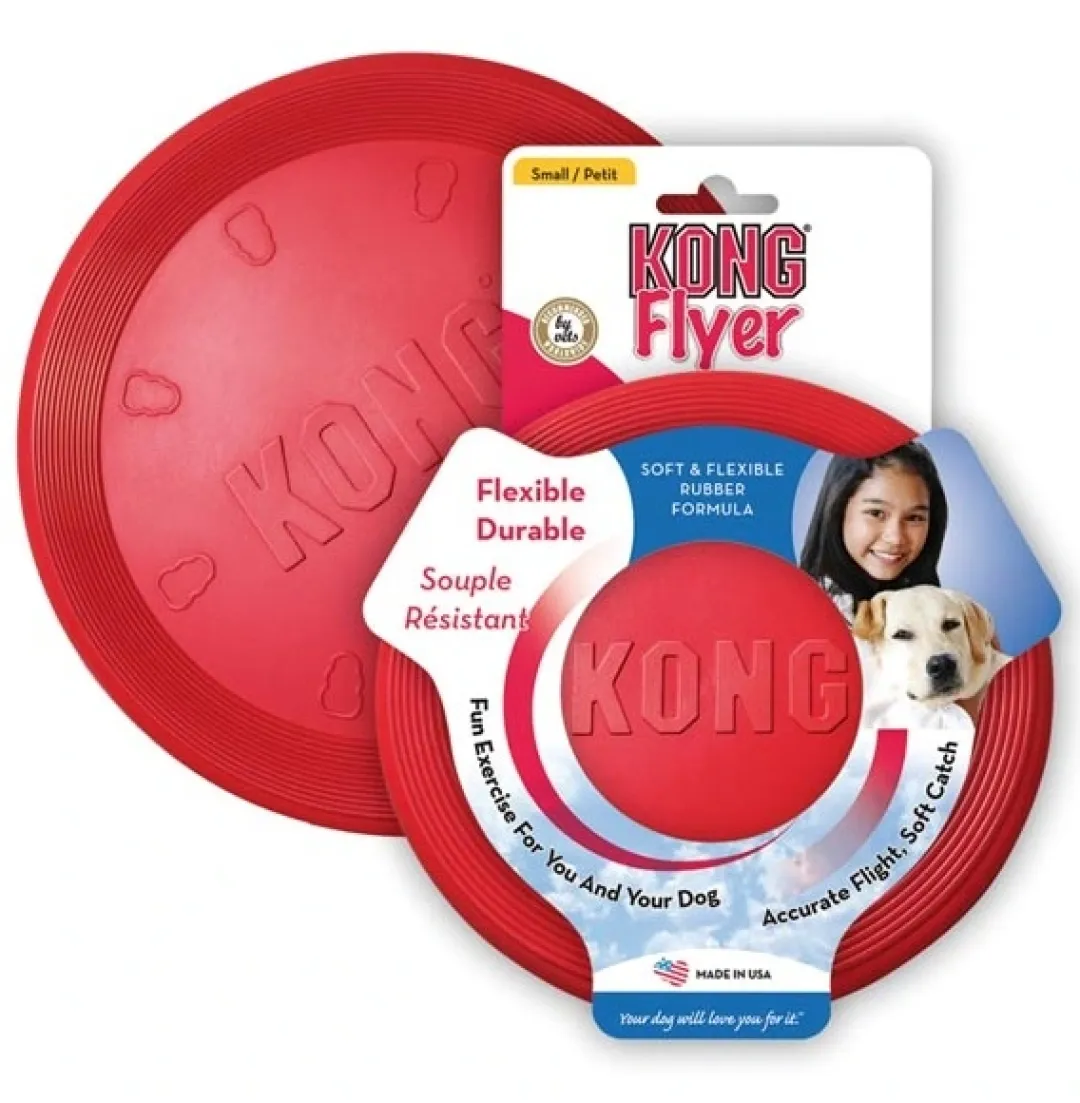 Kong Flyer Large - slidstærk frisbee i naturgummi til hvalpe