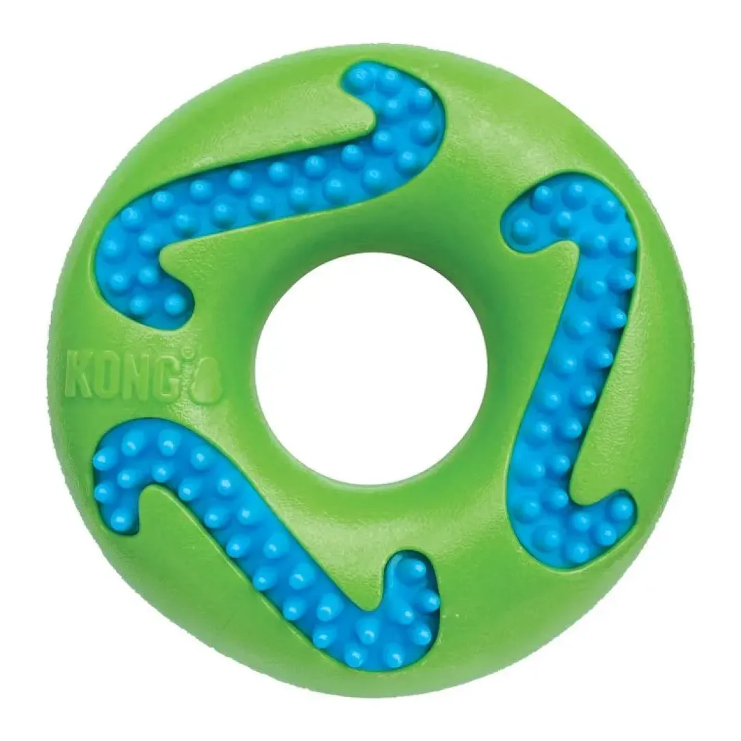 Kong Hundelegetøj Squeezz Goomz Ring Grøn L 14 cm - pivelegetøj i ringform