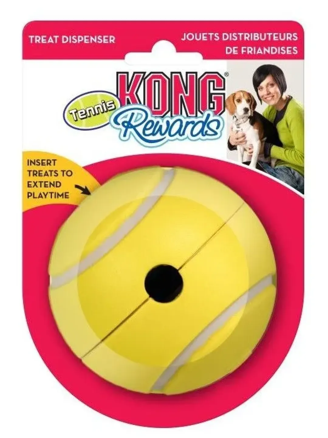 Kong Reward Tennis Gul Small 8 cm - aktiveringslegetøj til hunde
