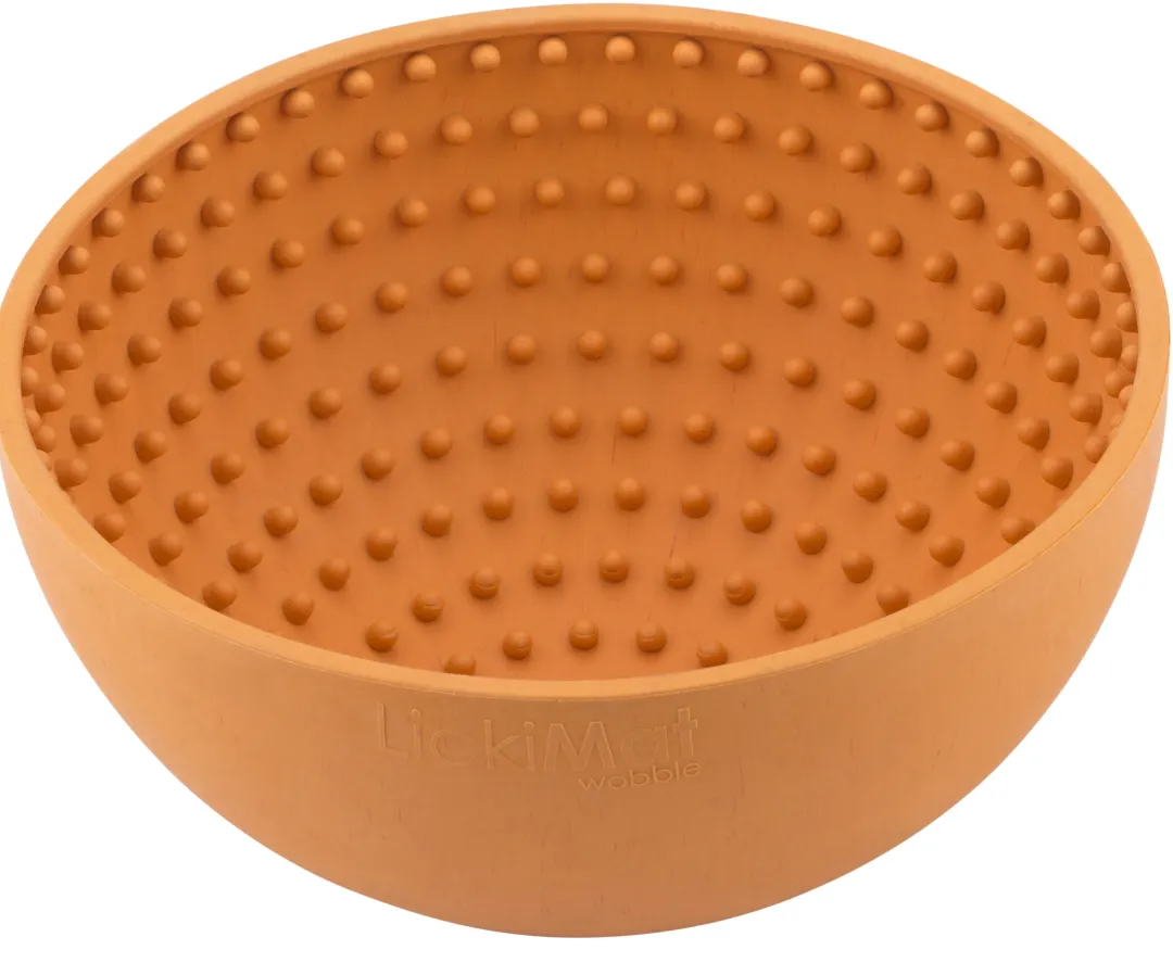 LickiMat Wobble Orange Ø 18 x 8 cm - slikkeskål til hunde