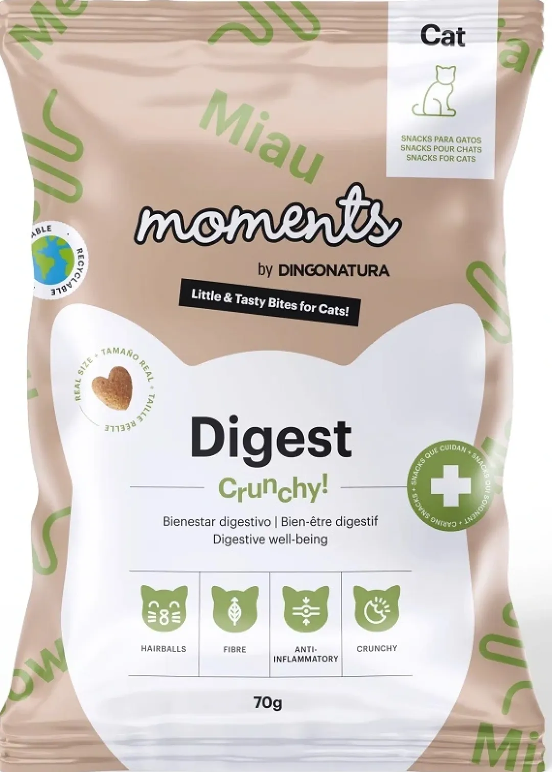 Natura Diet Super premium Hunde & kattefoder Moments Cat Digest snack 70 g