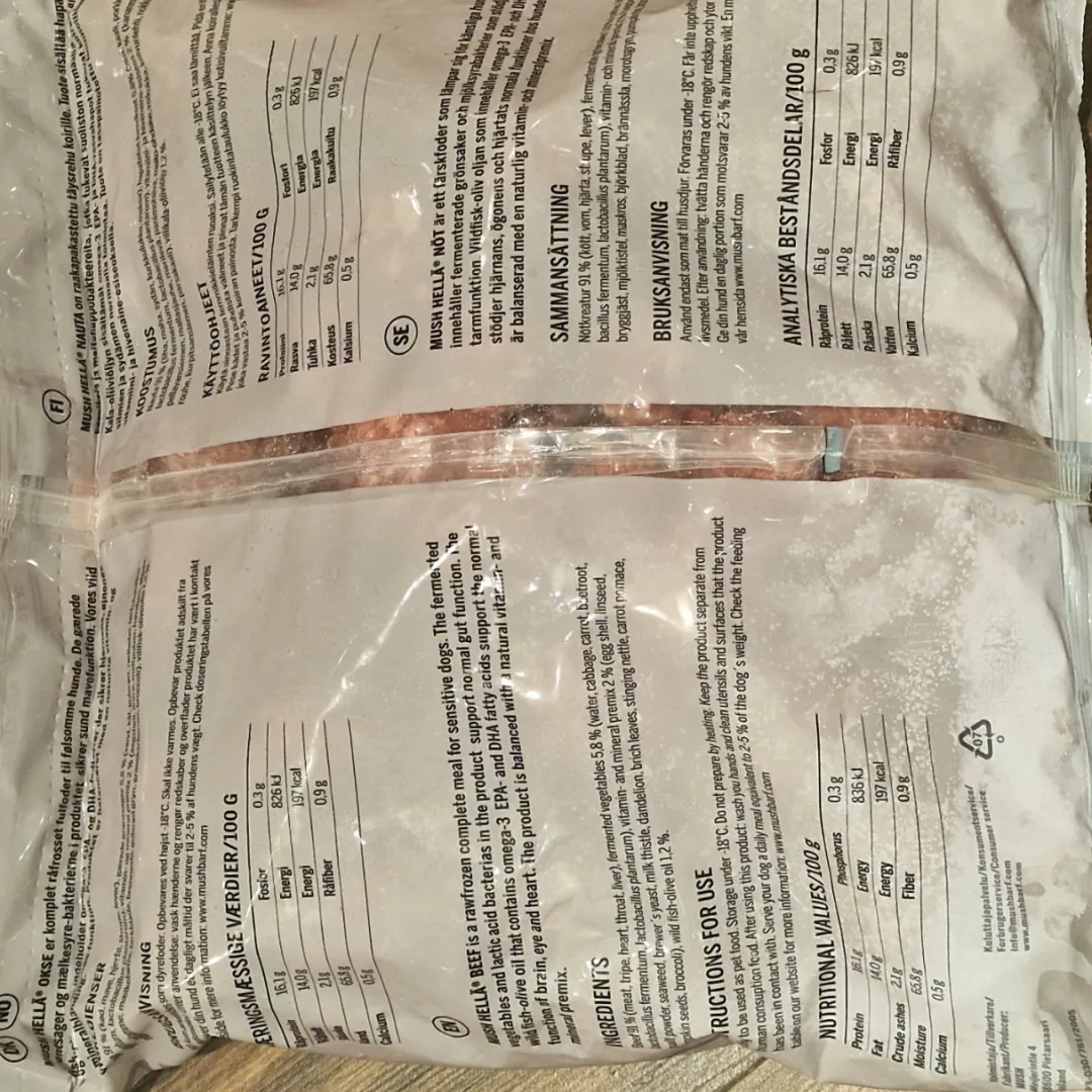 MUSH HELLÄ Okse 3 kg - Naturligt råfoder til din hund