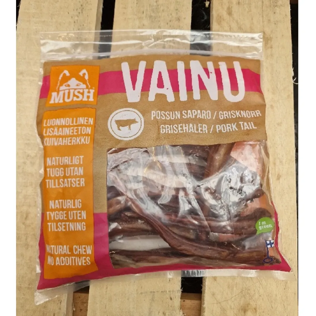 MUSH VAINU Hundesnack Grisehaler 220 g - naturlige tyggeben til hunde