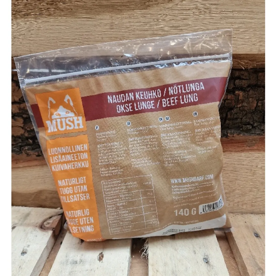 MUSH VAINU Hundesnack Okselunge 140 g - naturlige træningssnacks
