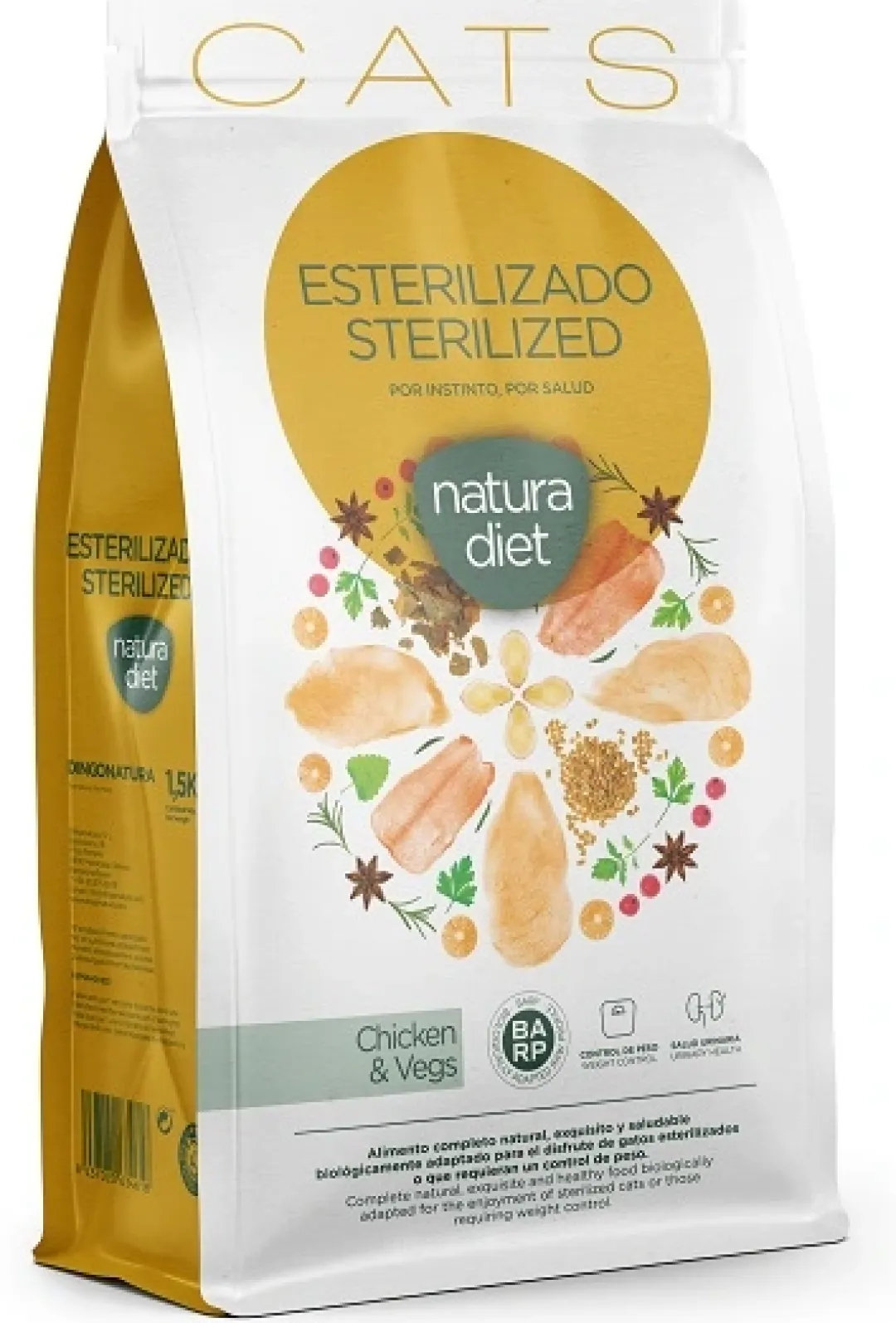 Natura Diet Super premium Hunde & kattefoder Natura Diet Kattefoder Adult Sterilised Kylling 1,5 kg - til steriliserede katte