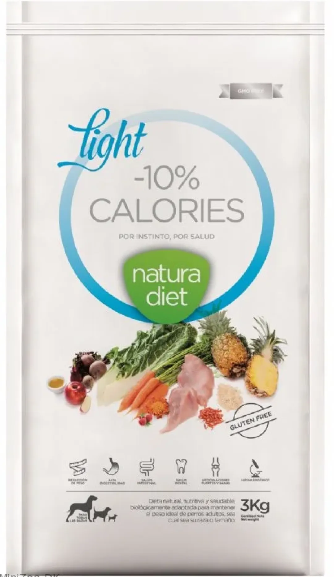 Natura Diet Super premium Hunde & kattefoder Natura Diet Light -10% kalorier hundefoder 3 kg - tørfoder til steriliserede hunde