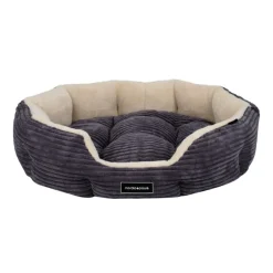 Nordic Paws Arlo Cozy S grå - blød og hyggelig hundeseng i frotte