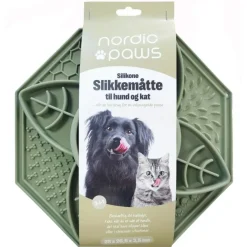 Nordic Paws Slikkemåtte 2-i-1 med skål - grøn silikone, sugekop og frysevenlig