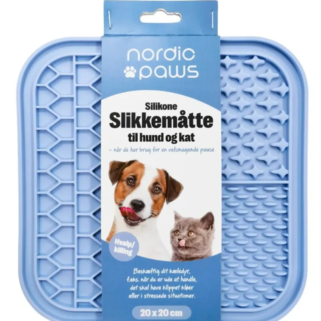 Nordic Paws Slikkemåtte til hvalp i lyseblå - Beroligende aktivering til hund og kat