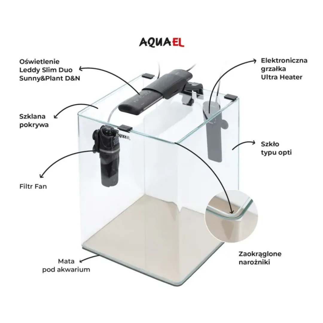 Aquael OptiBent Sæt Day and Night 20 L 25x25x30 cm Sort