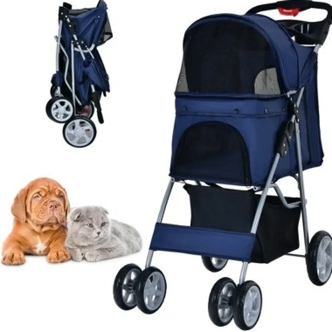 Pawise Hunde klapvogn med 4 hjul Blå