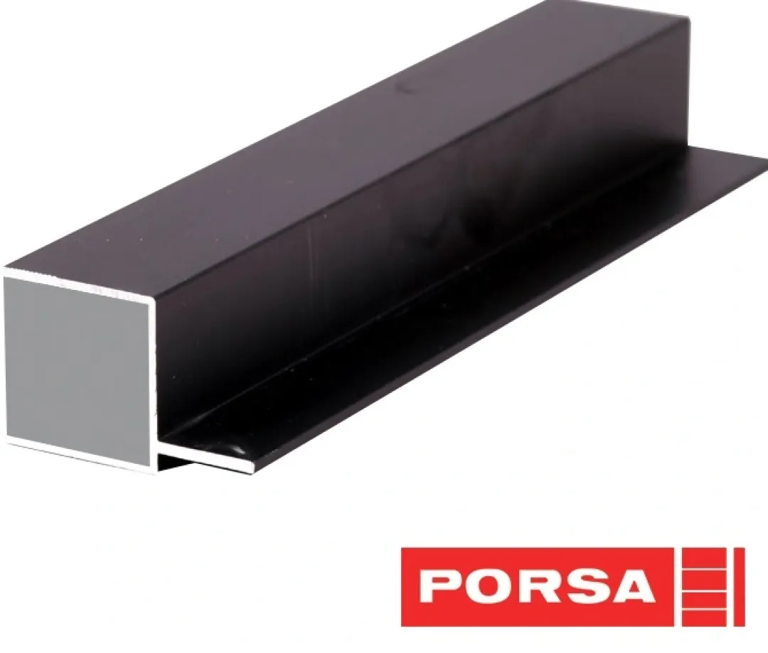 Porsa sort aluprofil firkantet med flig 70 cm.