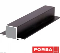 Porsa sort aluprofil med dobbelt flig 90 cm.