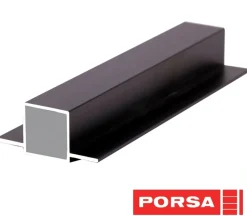 Porsa sort aluprofil med dobbelt flig 45 cm.