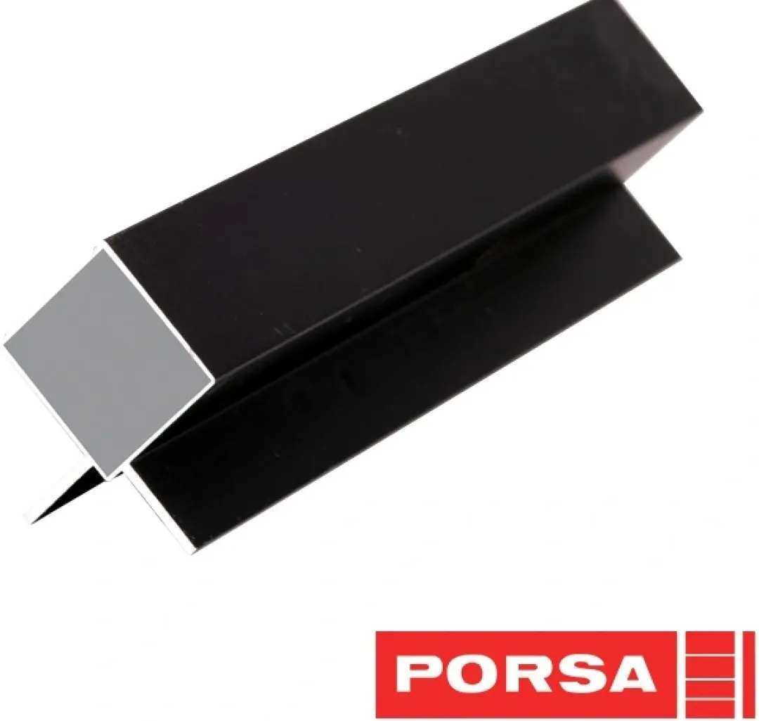 Porsa sort aluprofil med dobbelt vinkelflig 10 cm.