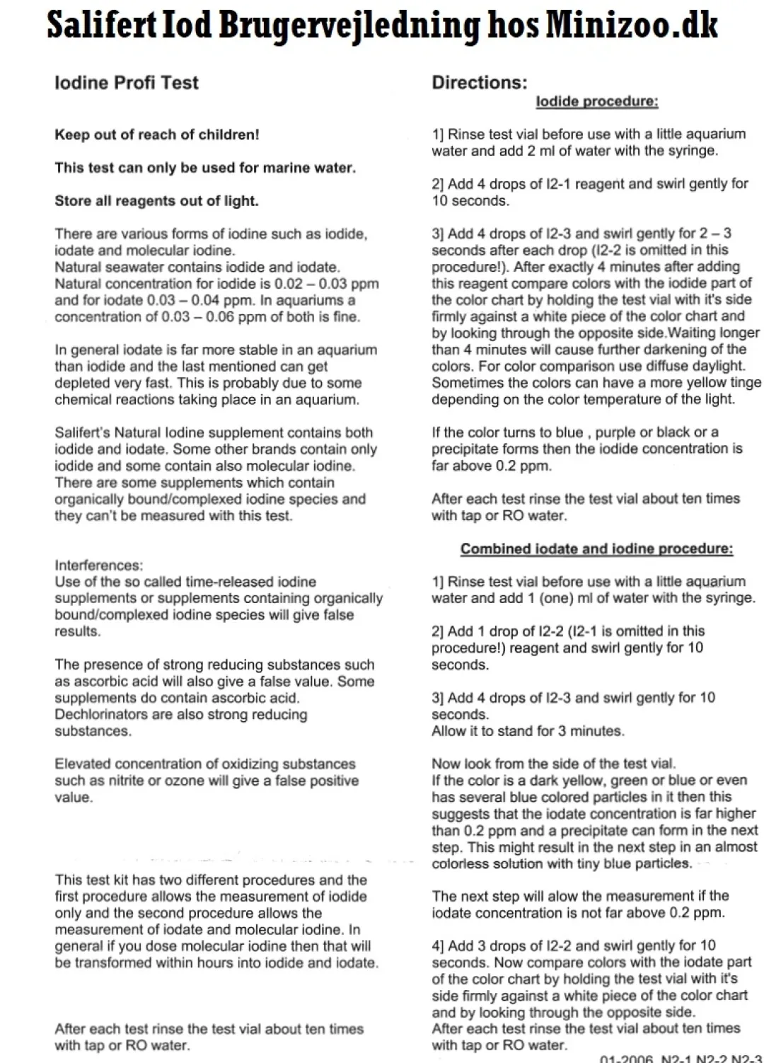 Salifert - Creating the right environment Salifert Jod Test I2