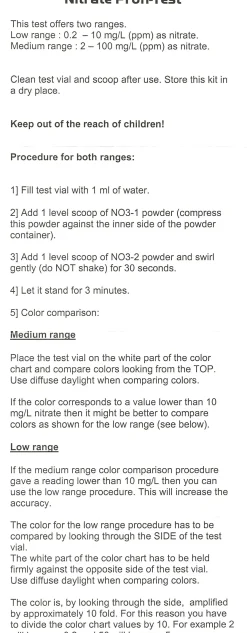 Salifert - Creating the right environment Salifert Nitrat Test NO3