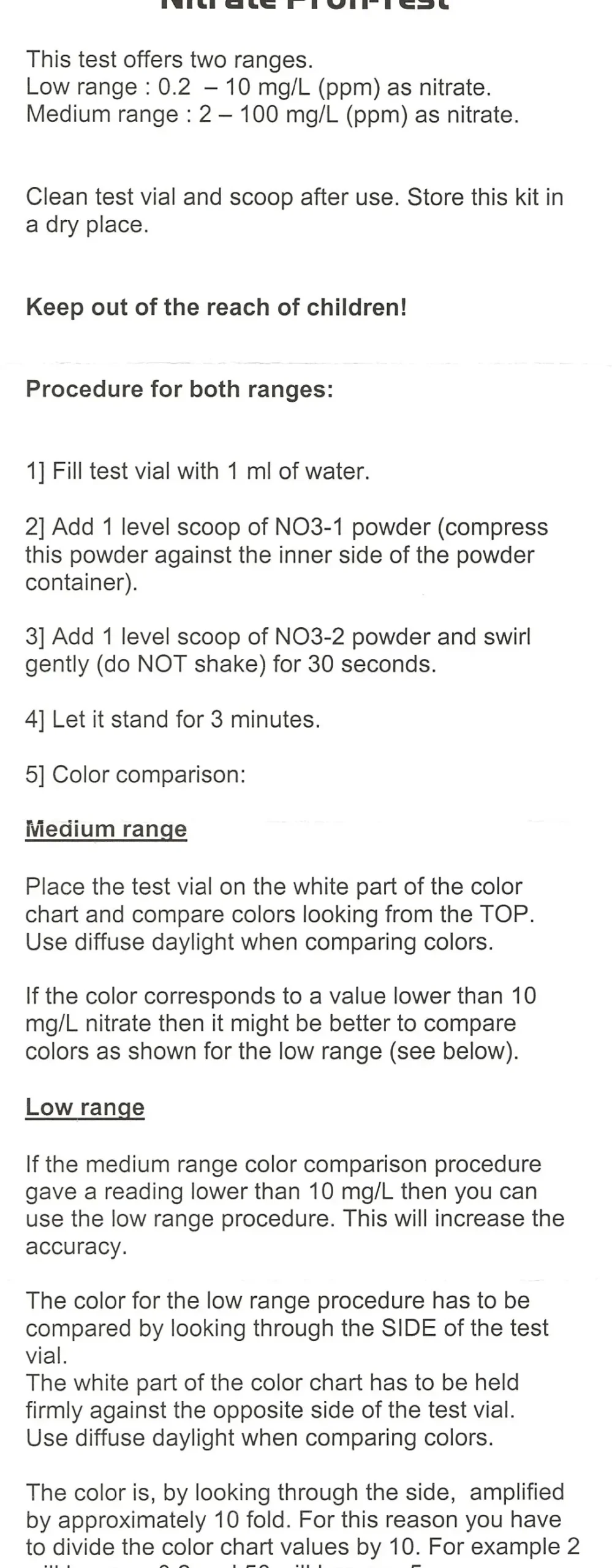Salifert - Creating the right environment Salifert Nitrat Test NO3
