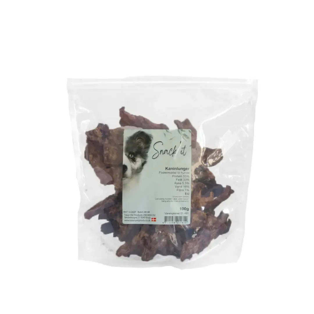 Snackit Kvalitetssnacks til hunde Snackit kaninlunger til hund 100 g