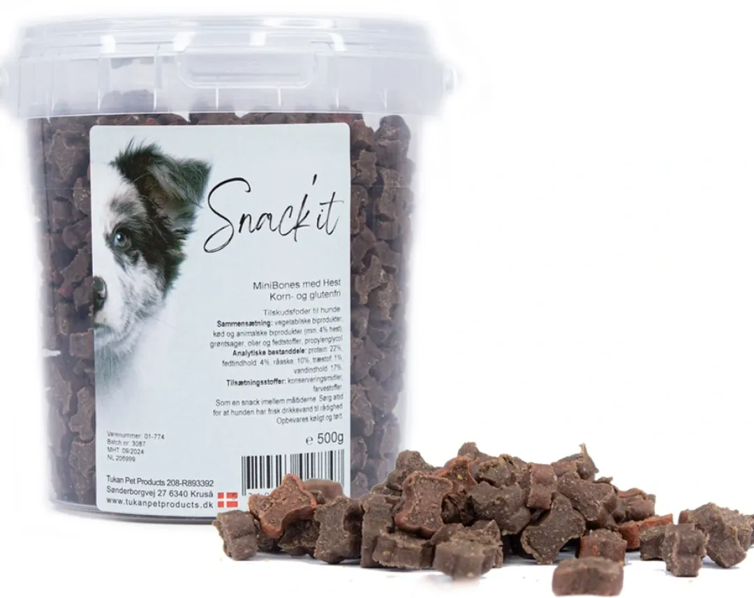 Snackit Kvalitetssnacks til hunde Snackit Semi-Moist Mini Bones med Hest 500 g - bløde hundesnacks