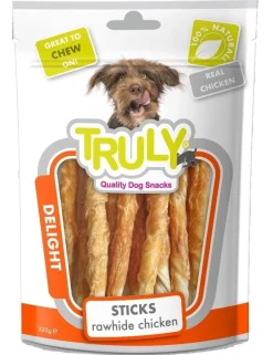 Truly Katte og Hundesnack Truly Chicken Jerky Rawhide Twisted 325 g - kyllingejerky med råhud