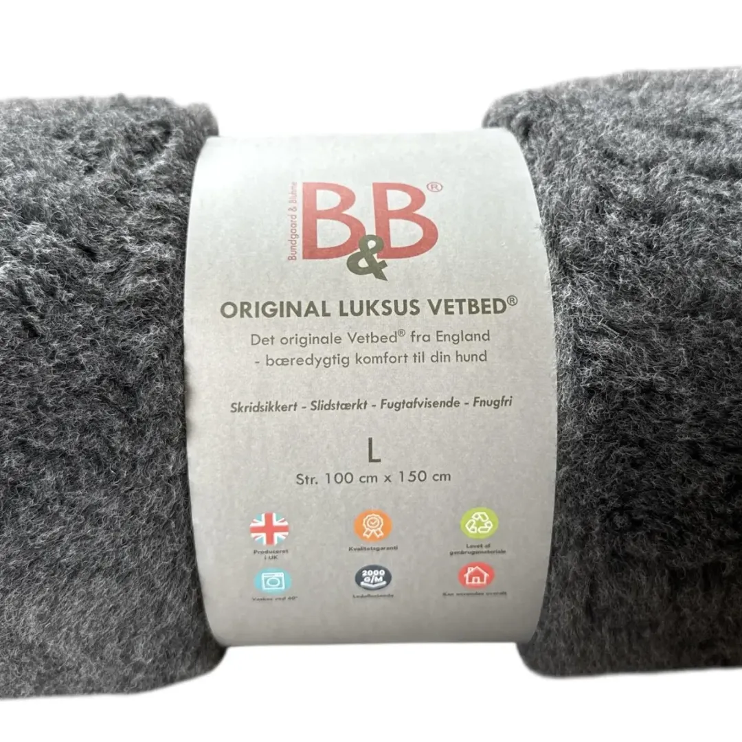B&B Økologisk Hundeshampoo Vetbed Original grå large 100x150 cm til hund - maksimal plads og komfort