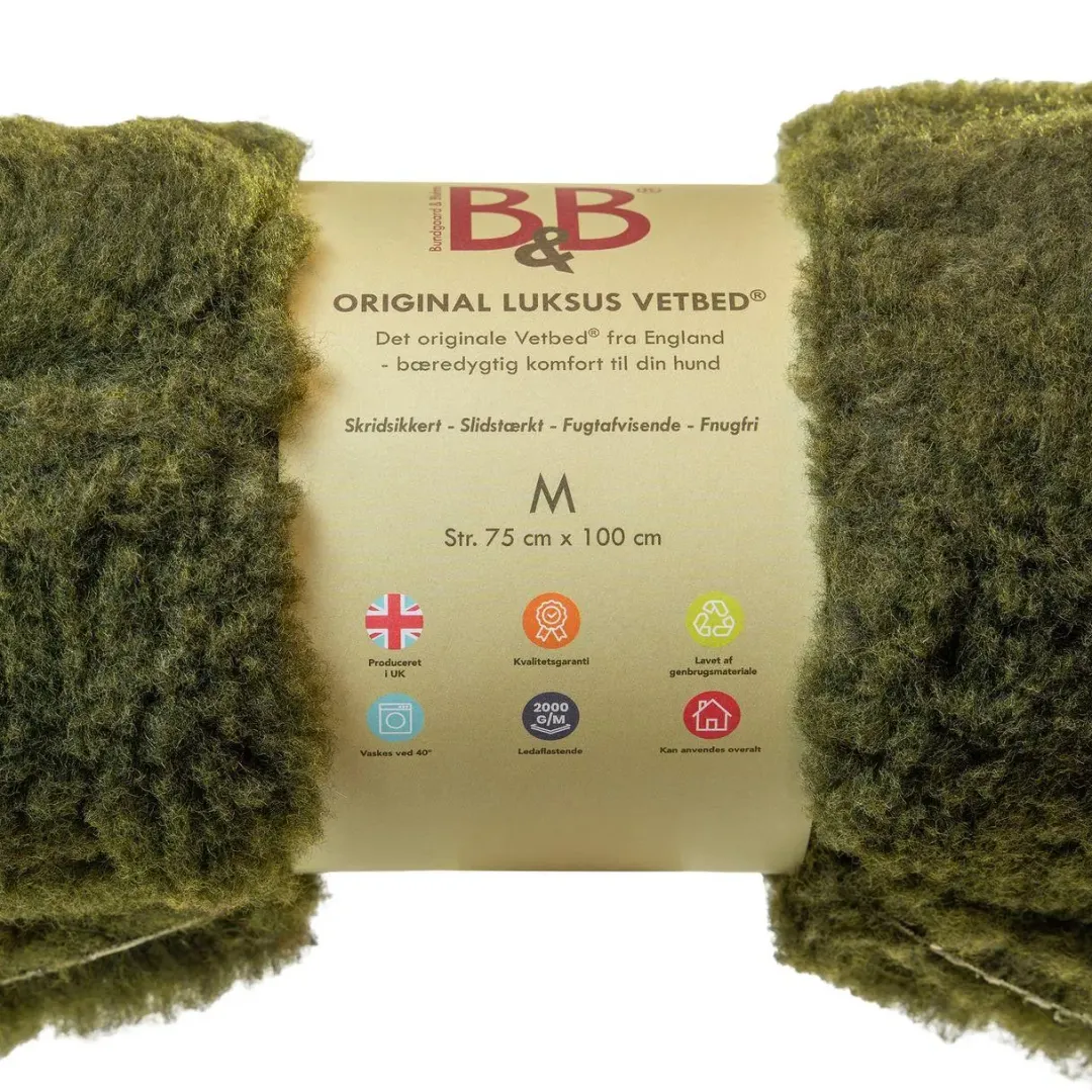 B&B Økologisk Hundeshampoo Vetbed Original olivengrøn medium 75x100 cm til hund - rolig komfort med stil
