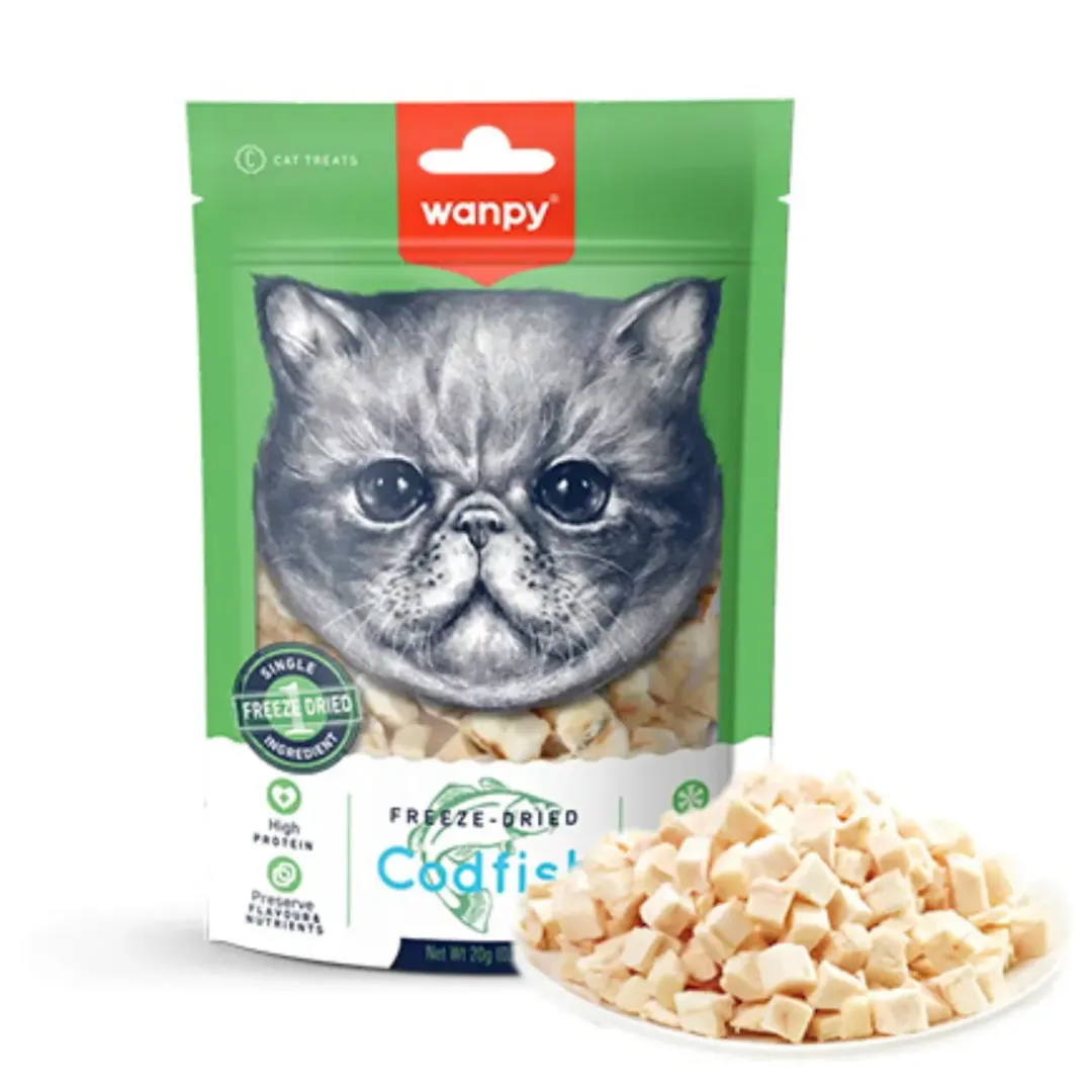 Wanpy Frysetørret Torsk til Kat 20 g - naturlig snack