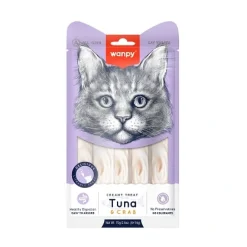 Wanpy Kat Cremet Slikbar Godbid med Tun og Krabbe