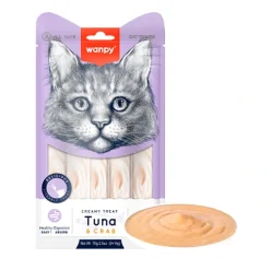 Wanpy Kat Cremet Slikbar Godbid med Tun og Krabbe