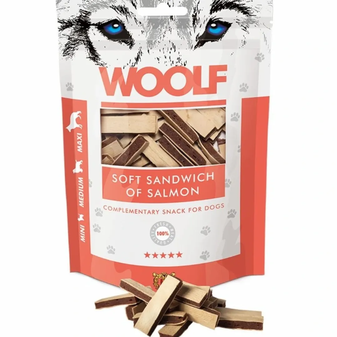 Woolf HundeSnacks og Kattesnack Woolf Hundesnack Blød Sandwich med Laks