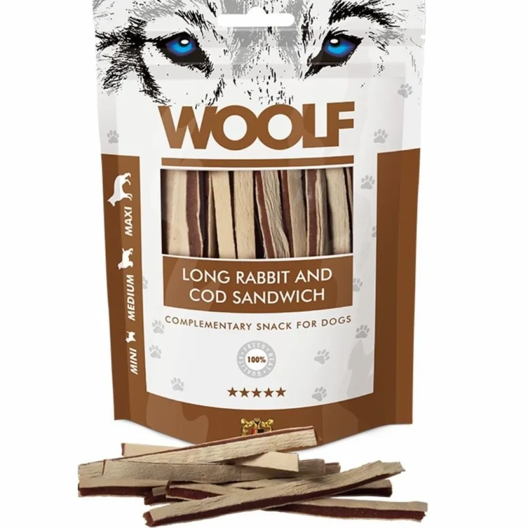 Woolf HundeSnacks og Kattesnack Woolf Hundesnack Kanin og Torsk Lang Sandwich