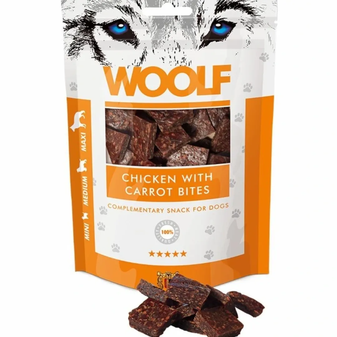 Woolf HundeSnacks og Kattesnack Woolf Hundesnack Kylling med Gulerod Bites