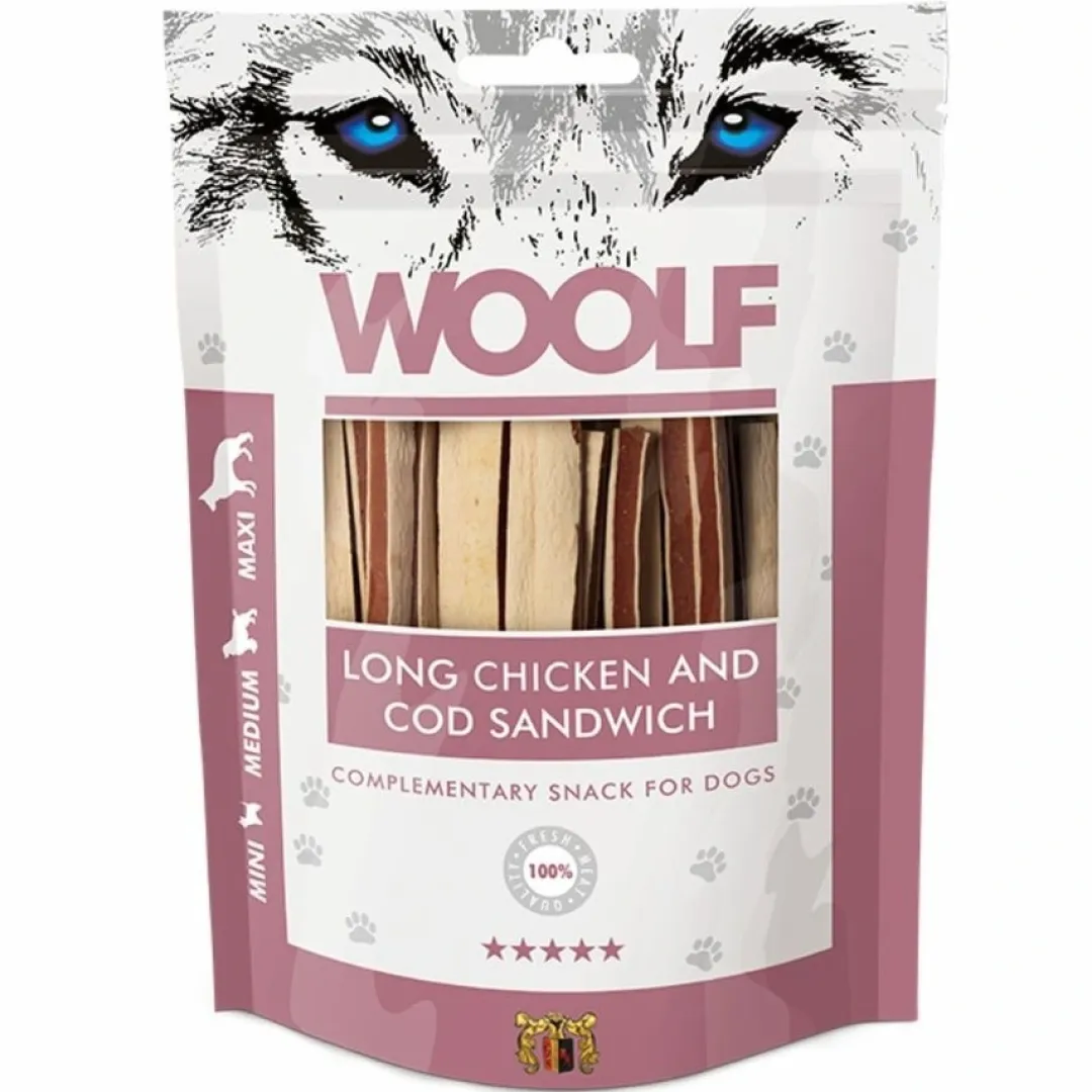 Woolf HundeSnacks og Kattesnack Woolf Hundesnack Kylling og Torsk Lang Sandwich