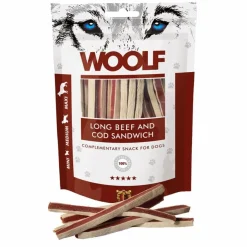 Woolf HundeSnacks og Kattesnack Woolf Hundesnack Okse og Torsk Lang Sandwich