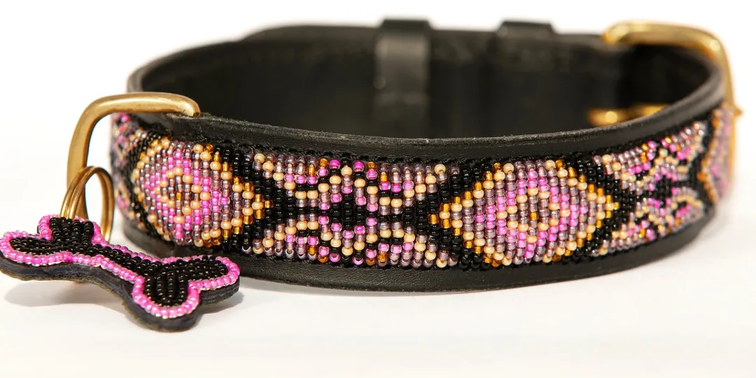 Zinj Hundehalsbånd Zinj Ombima halsbånd Large Pink - håndlavet hundehalsbånd